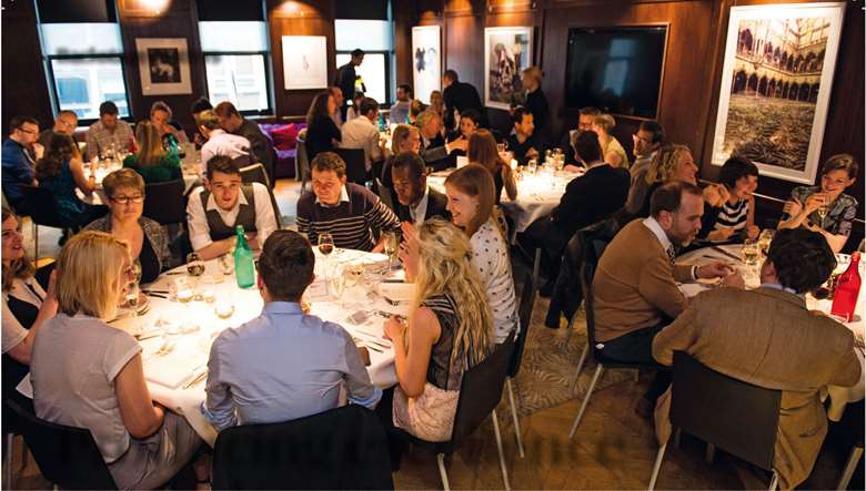  Students enjoying the networking dinner included as part of Stage One's three-day producers workshop