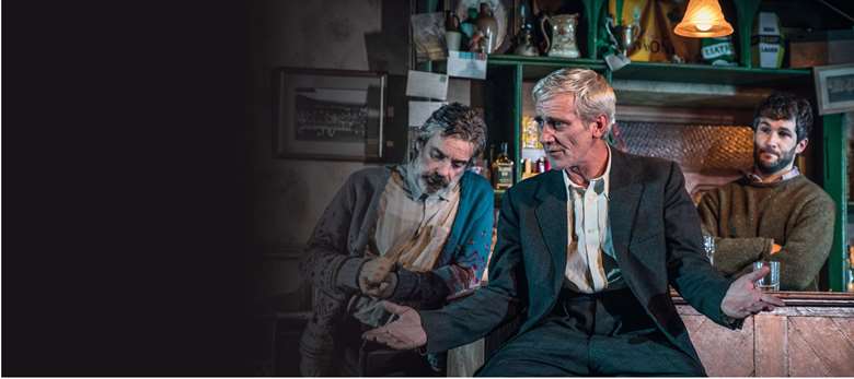  John O’Dowd (Jim), Sean Murray (Jack) and Sam O’Mahony (Brendan) in English Touring Theatre's 2018 production of The Weir