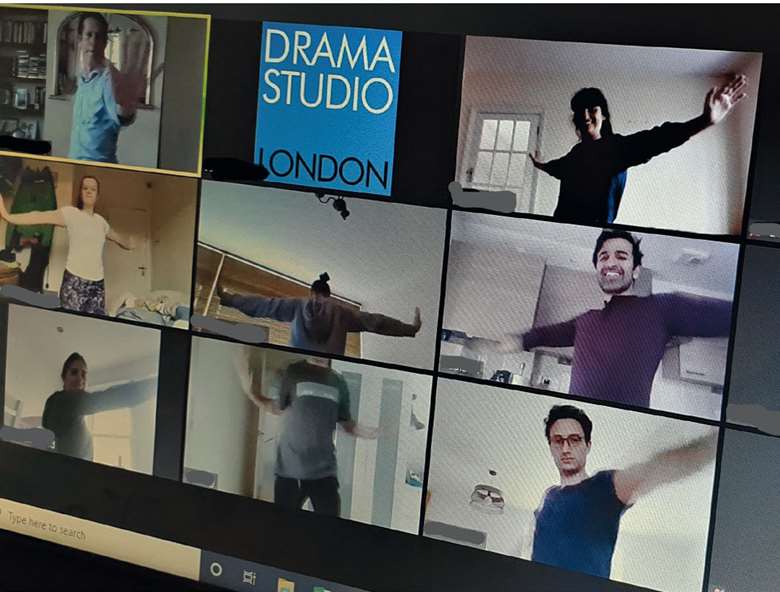 Students at Drama Studio London have continued their daily warm-up and rehearsals on Zoom during lockdown