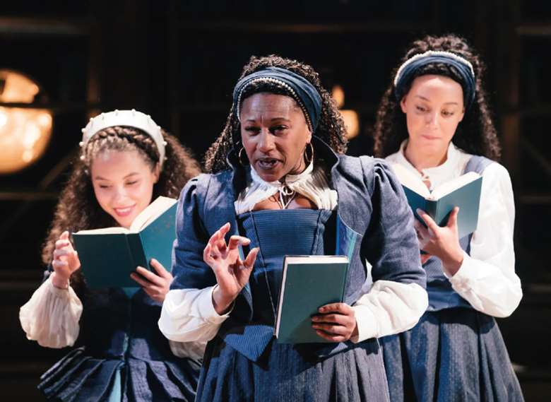  
Emilia, 2019, performed by Saffron Coomber, Clare Perkins and Adelle Leonce at the Vaudeville Theatre