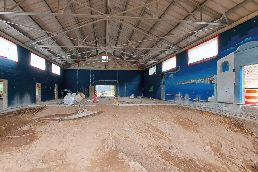 The theatre space during construction, still with windows